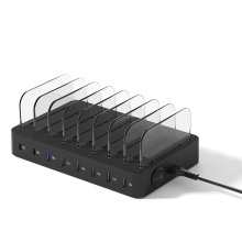 8 Port Cell Phone Charger Multi Port Charging Station Desktop Orgnazier with Over-Charging Protection